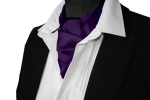 Bufanda corbata cuello Ascot CRAVAT satinado púrpura oscuro - Imagen 1 de 3