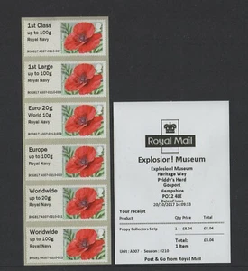Tira de coleccionista POPPY MA15 EXPLOSION MUSEUM OCT 2017 A007 POST GO FV £18,45 - Imagen 1 de 1