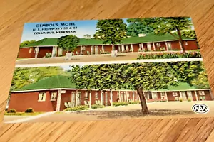 GEMBOL'S MOTEL, Columbus Nebraska POSTKARTE - Bild 1 von 3