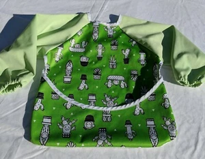 Hi-Sprout 2-in-1 Sleeved Bib,Turn Pocket in Front, Easy Close, Easy Clean. Cacti - Picture 1 of 10
