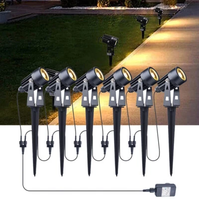 6er Gartenstrahler mit Erdspieß Set LED Gartenleuchte Gartenbeleuchtung Außen - Bild 1 von 4