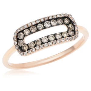 14K ROSE GOLD PAVE DIAMOND BROWN CHAMPAGNE COGNAC FASHION COCKTAIL RING - Picture 1 of 1