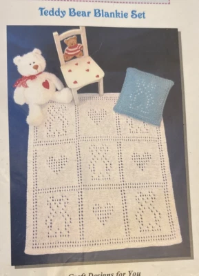 Rare Craft Designs for You TEDDY BEAR BLANKIE SET 2010 Knitting Pattern #K1001 - Image 1 of 3