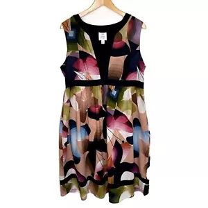 Prendisole senza maniche Suzi Chin per Maggy Boutique farfalla arcobaleno midi taglia 14 - Foto 1 di 14
