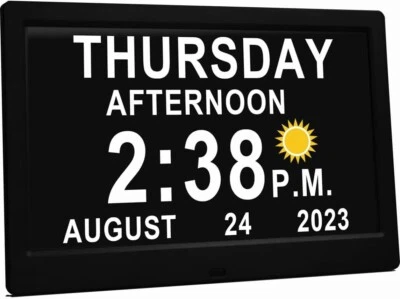 11.5 Inch Large Digital Clock with Auto DST and Sun Moon Icons, Custom Remind. - Image 1 of 4