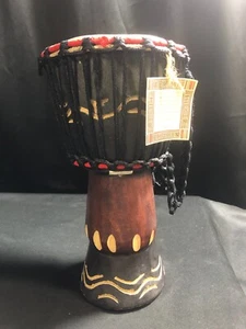 Unique Hand-Carved African Djembe Drum~ Solid Wood~ Skin~ Made in Ghana 8x15 - Picture 1 of 5