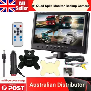 9'' Quad Split 4 Channel Video Color Monitor 4Pin Plug For Caravan Trailer CCTV - Picture 1 of 12