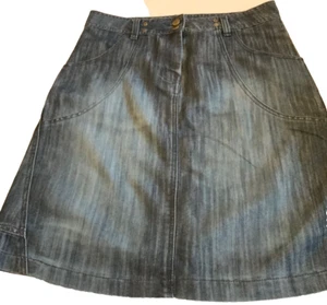 Trespass Ladies Blue Denim Skirt Size M - 14 Pockets Zip Distressed 23” Long Fab - Picture 1 of 10