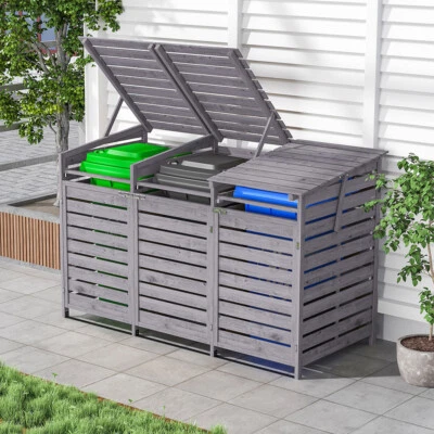 SECRET-GARDEN-UK Double Triple Wheelie Bin Storage Wooden Store Cover Garden Rubbish Dustbin Shed