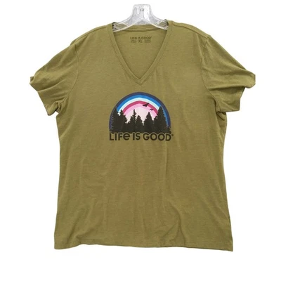 Life is Good Graphic T-Shirt V-Neck Short Sleeve Casual Top XL - Image 1 of 4
