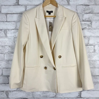 Blazer J.CREW NUEVO CON ETIQUETAS Relajado Suave Marfil Doble Pecho City Sarga Talla 4 BX785 Foto 1 de 4