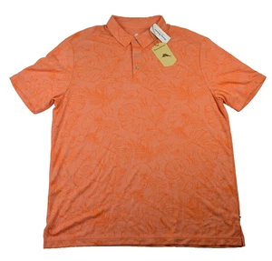Neu mit Etikett Tommy Bahama skizziertes kurzärmliges Polo mit Blumenmuster pfirsichfarben schmelzfarbenes Hemd für Herren XL - Bild 1 von 12