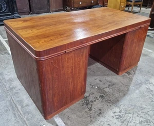 Vintage Danish mid century large double sided pedestal writing desk - Picture 1 of 24