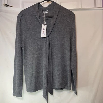 Suéter CO Essentials Corbata Cuello Gris Cachemira Nuevo Con Etiquetas Talla Grande Goop Foto 1 de 4