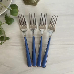 Set Of 4 Fiesta Merengue by Cambridge Individual Salad Forks 7” LAPIS Blue - Picture 1 of 6