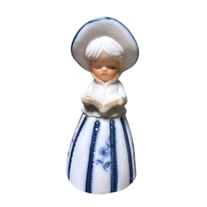 Vintage Jasco Figur Glocke Royal Majestic blau & weiß Schäfer Mädchen 4,25" groß - Bild 1 von 10