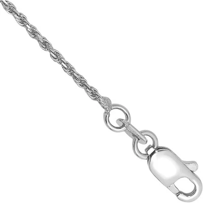 14K Solid White Gold 1.15mm Rope Chain Bracelet - Image 1 of 3