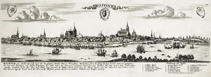 Rostock Baltic Sea Panorama Mecklenburg-Vorpommern Bodenehr Copperplate 1720 - Picture 1 of 1
