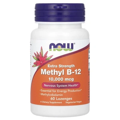 Now Foods Metil B-12 Extra Fuerza 10 000 mcg 60 Pastillas Calidad GMP Asegurada, Foto 1 de 4