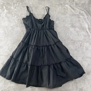 Max Ash Babydoll Dress Womens S Black Tiered Lined Boho Cottage Empire Waist - Picture 1 of 7