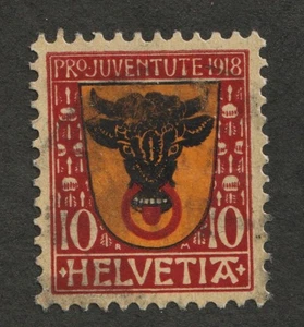 1918 Switzerland Sc# B10 (semi-postal). Uri Coat of Arms. Used Cv$35.00 - Picture 1 of 1