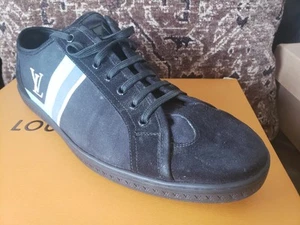 Louis Vuitton Black Suede Sneakers LOGO Men's 9.5 UK/10.5 - 11 US Ret $950 - Picture 1 of 19