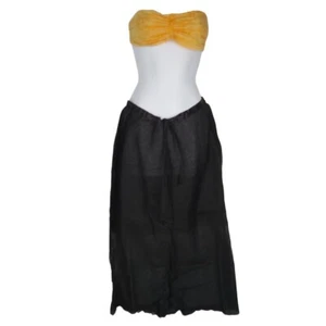 Skirt | Maxi | Voile Fine Cotton | Coverup | Handmade | Drawstring | Black - Picture 1 of 3