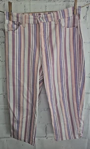 Gloria Vanderbilt Amanda Multicolor Striped Capri Denim Jeans size 10 Zipper - Picture 1 of 9