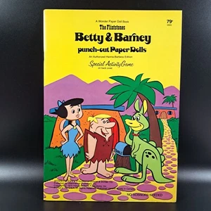 Libro de muñecas de papel maravilla Betty & Barney de colección Picapiedra c1974 sin cortar #6689 - Imagen 1 de 6