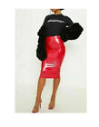 Womens Ladies PVC Wet Look Vinyl Bodycon Midi Skit Night Out Party Pencil Skirt