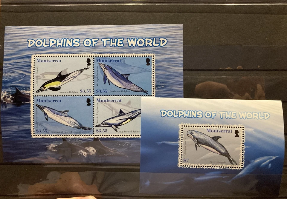 Montserrat, Dolphins MNH SC#1211-12 S.C.V.$18.25 Compl. set of  1 S/S of 4+1 S/S - Image 1 of 1