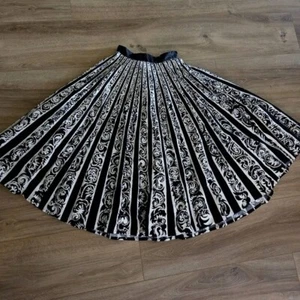Lavable 1950s Full Circle Mexican Artistic Abstract Symbol Silver Sequin Skirt - Picture 1 of 7