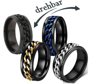 316L EDELSTAHL ***  Antistress  Spinning- Ring schwarz drehbar 8 mm - Picture 1 of 25