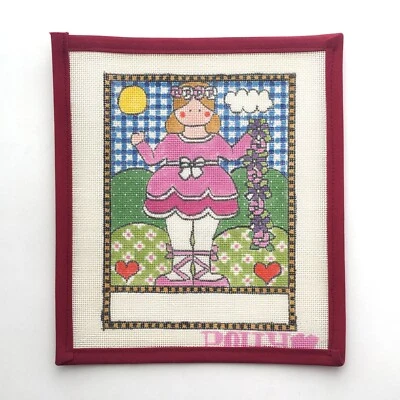POLLY Handpainted Needlepoint Canvas Ballet Dancer Girl Pink Tutu Flower 18 Mesh - Image 1 of 3