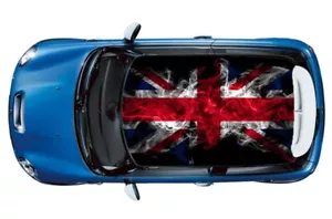 Grunge Union Jack Flag Mini Cooper Roof Wrap Vinyl Graphic Decal Sticker New - Foto 1 di 6