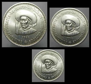 PORTUGAL, 3 silver coins 1960: 20, 10 & 5 Escudos "Infante D. Henrique", UNC - Picture 1 of 2