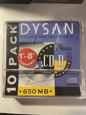 10 Pack Of Dysan CD-R 650MB 74 Min Recordable Compact Disc Sealed Package - Image 1 of 2