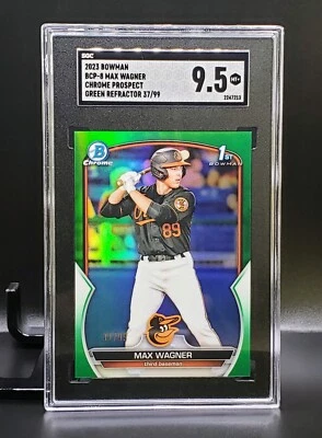 Max Wagner - 2023 Bowman Chrome RC GREEN REFRACTOR [#'D /99] SGC 9.5 MINT + - Image 1 of 4