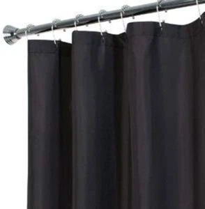 Black Magnetized Shower Curtain Liner Waterproof With Metal Rustproof Grommets - Picture 1 of 6