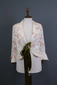 BNWT ANNE FONTAINE LOEKY White Flroal Belt Blazer Jacket Size 40 - Picture 1 of 20