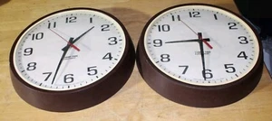 1 Working & 1 Broken Ohio Time Equipment 12" School Wall Clocks August 1992 - Picture 1 of 19