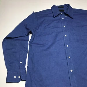 Bill Blass Button Down Shirt Mens Size 16/34-35 Blue Oxford Wrinkle Free Cotton - Picture 1 of 12