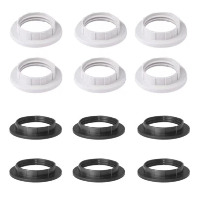 6PCS Black/White Light Shade Holder Collar Ring Adaptors E27 Lamp Bulb Holders - Image 1 of 4