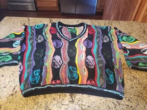 Vintage COOGI Classic Australia Multicolor Cardigan 3D Biggie Sweater Genuine L - Picture 1 of 15