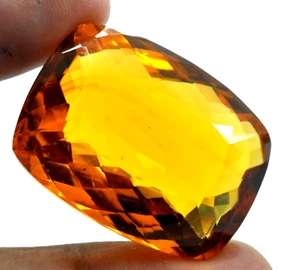 AAA+ 85.1 Ct. Large Yellow Citrine Cushion Cut Loose Gemstone Gift for Women/Her - Picture 1 of 7