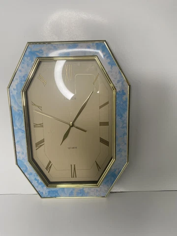 Vintage Linden Floral Wall Clock Roman Numerals Not Tested See Pics Cover
