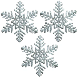 Snowflake Applique Patch - Snow, Metallic Silver, Winter 1.75" (3-Pack, Iron on) - Picture 1 of 1