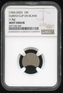 (1965-2025) 10c Dime NGC Mint Error Curved Clip on Blank Planchet 1.8g - Picture 1 of 3