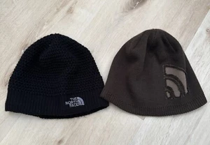 The North Face Knit Winter Hat TNF Black Brown Logo Beanie 2 Pack - Picture 1 of 12