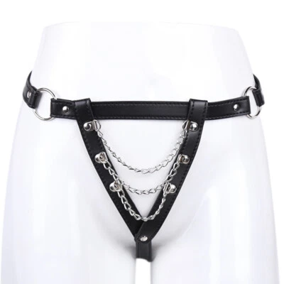 Nuevo Para Mujer Punk Cinturón Cuerpo Cadena Imitación Cuero Arnés Calzoncillos Ajustables Foto 1 de 4